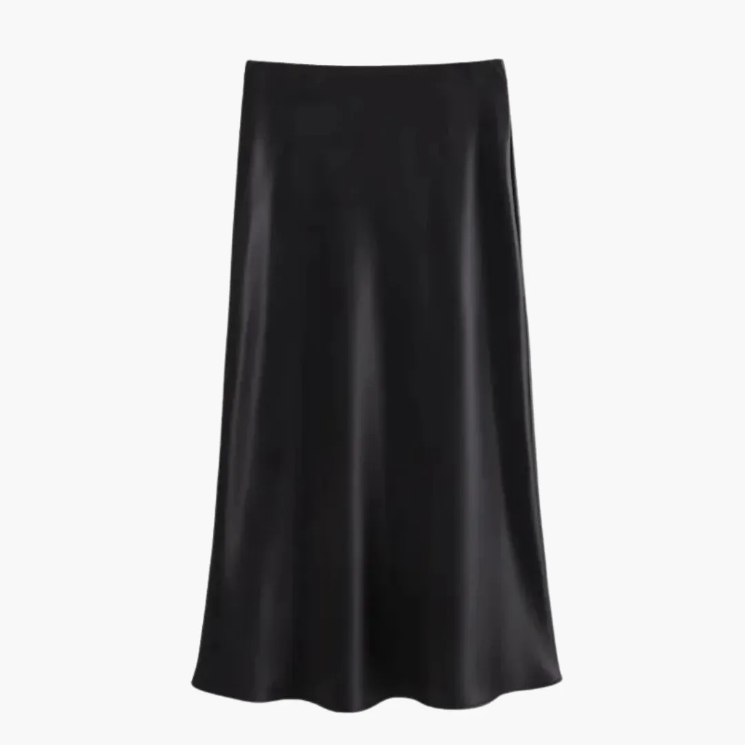 Elegant high-waisted satin skirt for women – versatile style