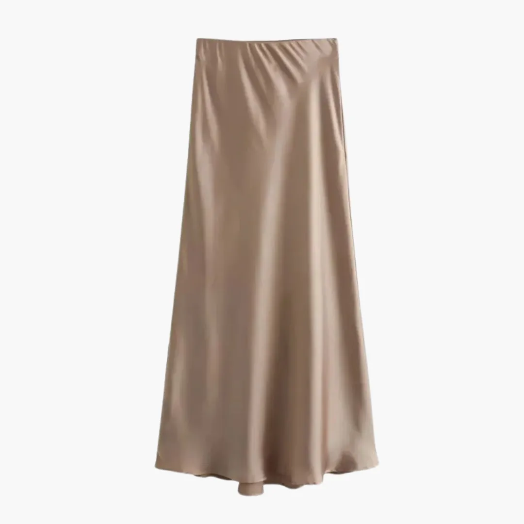 Elegant high-waisted satin skirt for women – versatile style