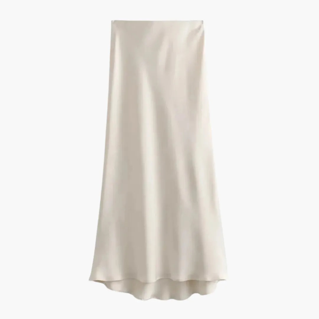 Elegant high-waisted satin skirt for women – versatile style