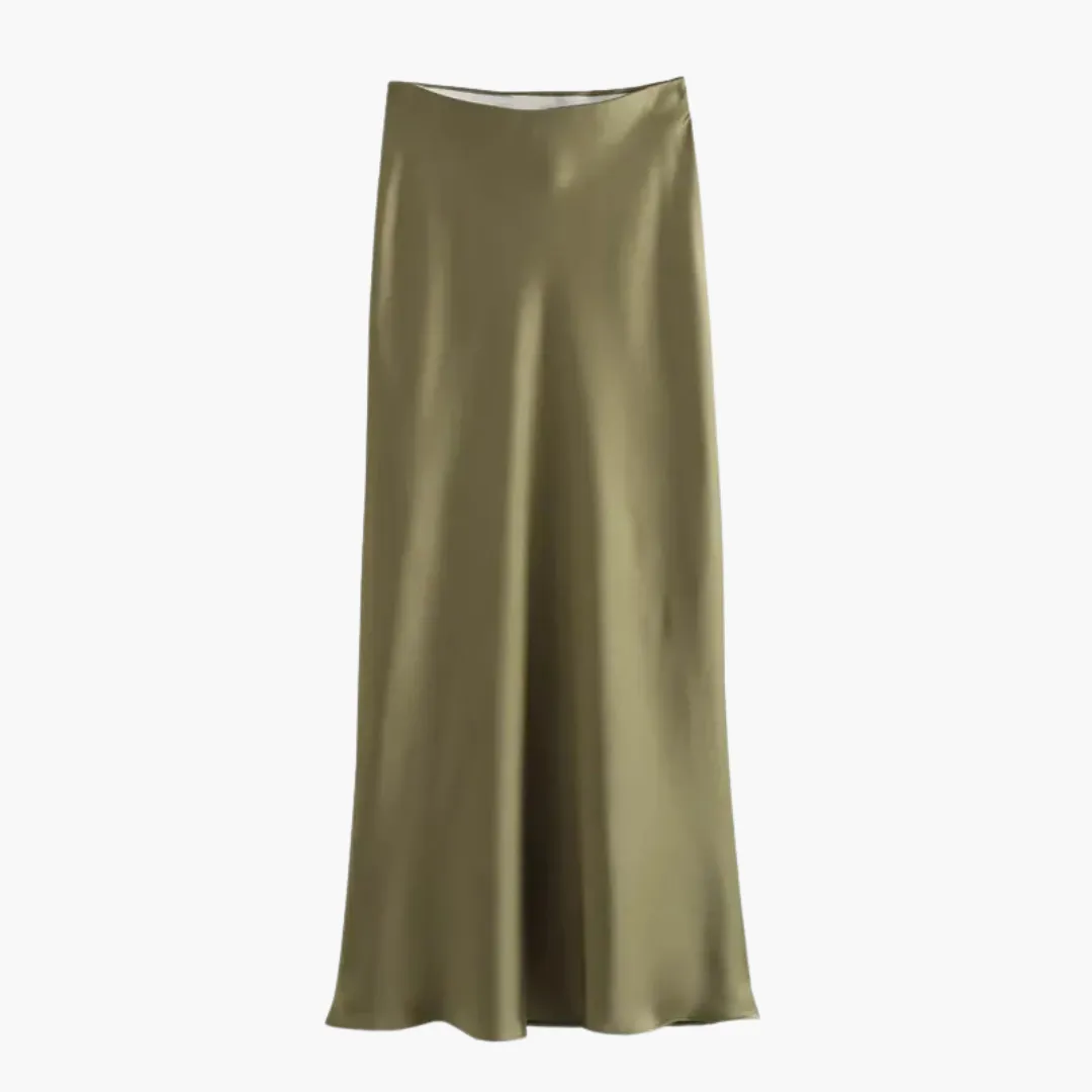 Elegant high-waisted satin skirt for women – versatile style