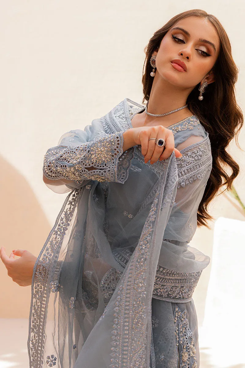 Embellished Kameez Trouser Grey Pakistani Wedding Dress