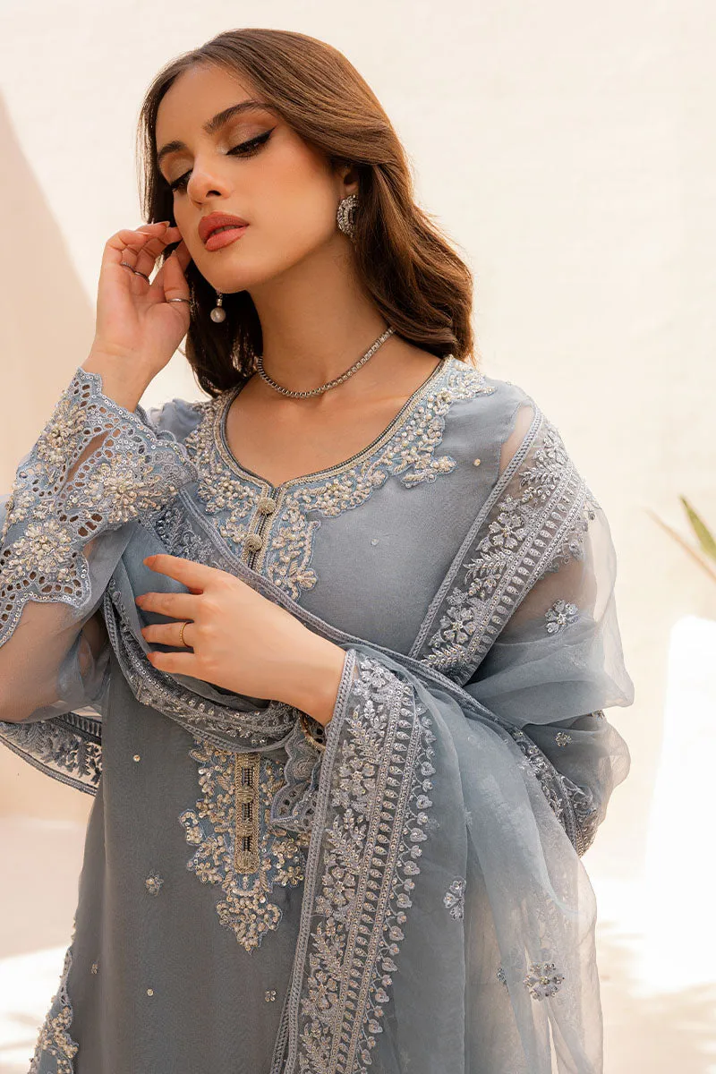 Embellished Kameez Trouser Grey Pakistani Wedding Dress