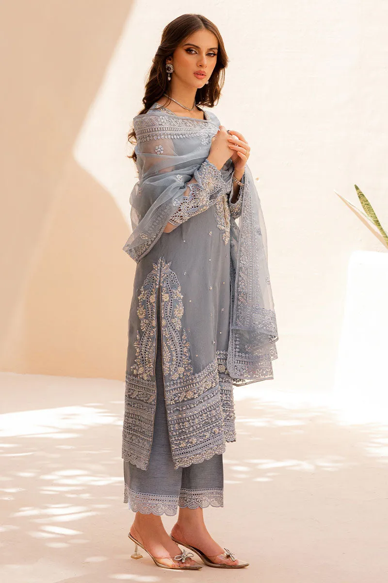 Embellished Kameez Trouser Grey Pakistani Wedding Dress