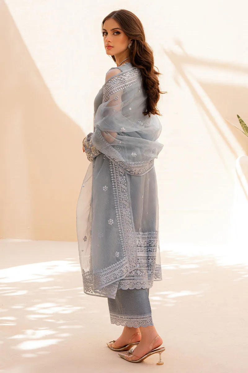 Embellished Kameez Trouser Grey Pakistani Wedding Dress