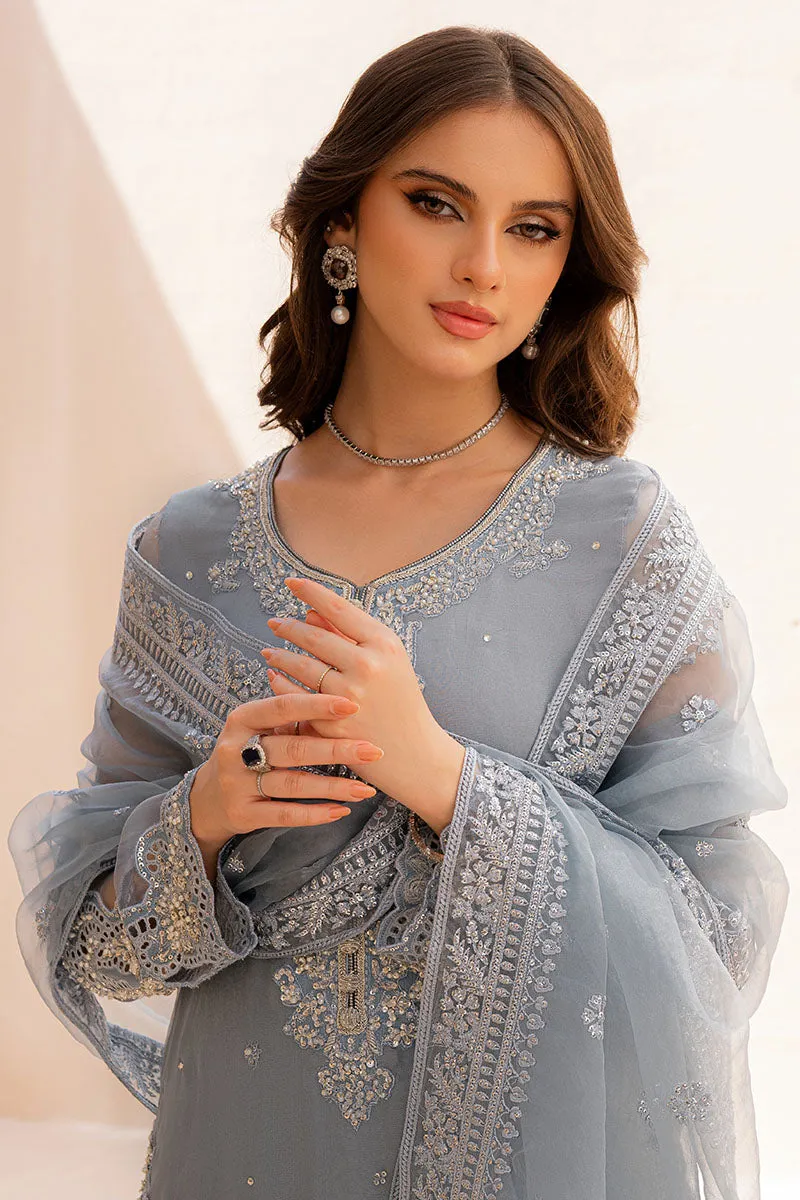 Embellished Kameez Trouser Grey Pakistani Wedding Dress