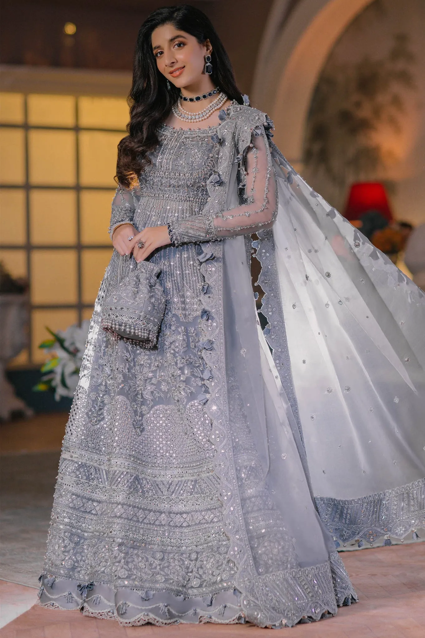 Embellished Pishwas Dupatta Pakistani Wedding Dress