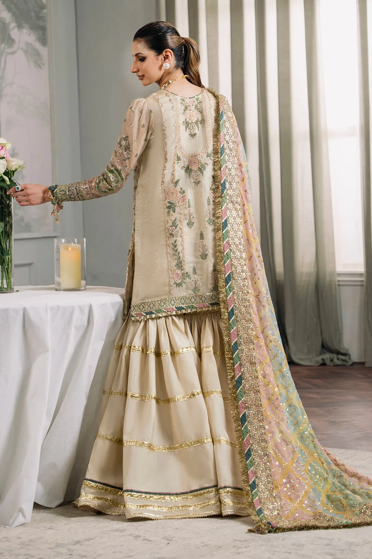Embroidered Gharara Kameez Dupatta Pakistani Party Wear