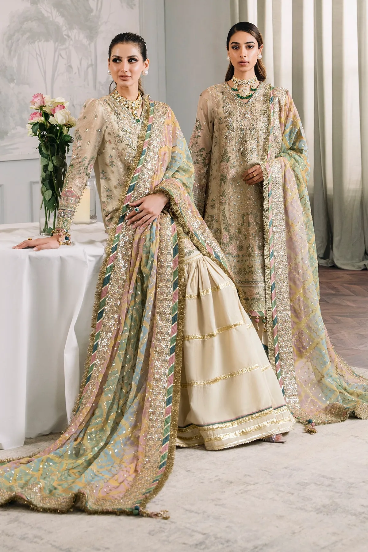 Embroidered Gharara Kameez Dupatta Pakistani Party Wear