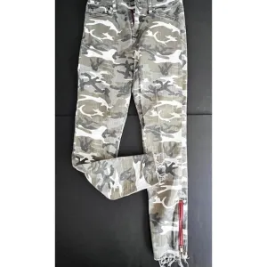 Etienne Marcel Women's Camo Jeans Skinny Leg Red Ankle Zippers Size 28 Designer