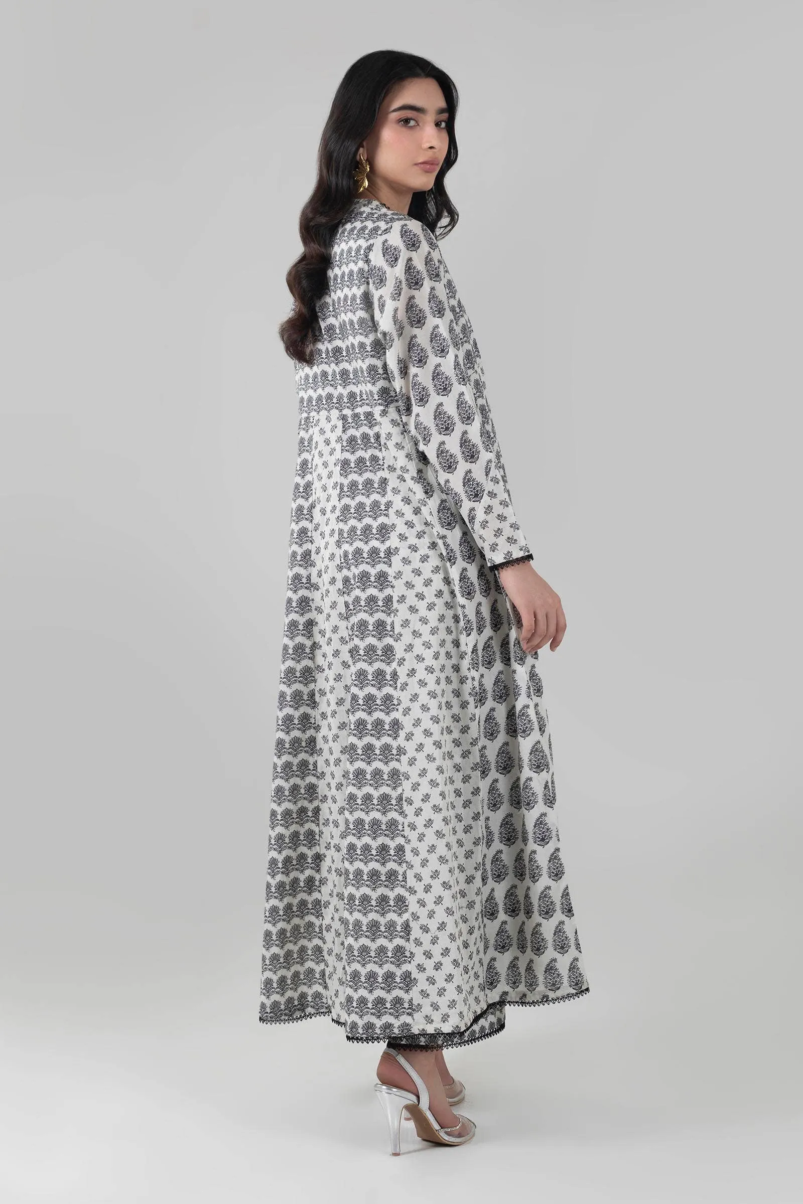 Floral Front Open Frock Ready To Wear Pakistani Salwar Kameez