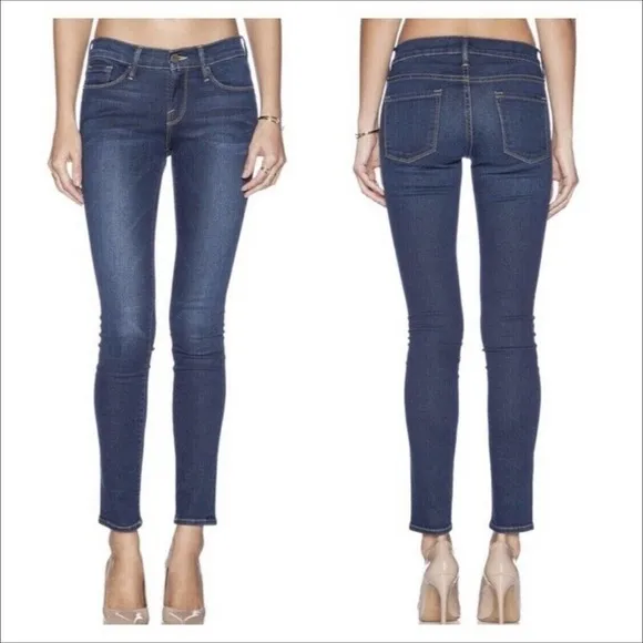 Frame Denim Le Skinny de Jeanne Midrise Skinny Jeans Blue Medium Wash 27