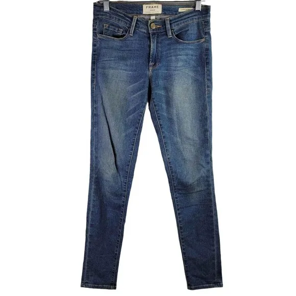 Frame Denim Le Skinny de Jeanne Midrise Skinny Jeans Blue Medium Wash 27