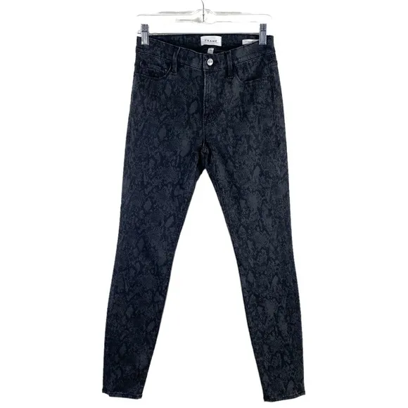 FRAME Le Skinny de Jeanne Python Black Jeans SZ 27