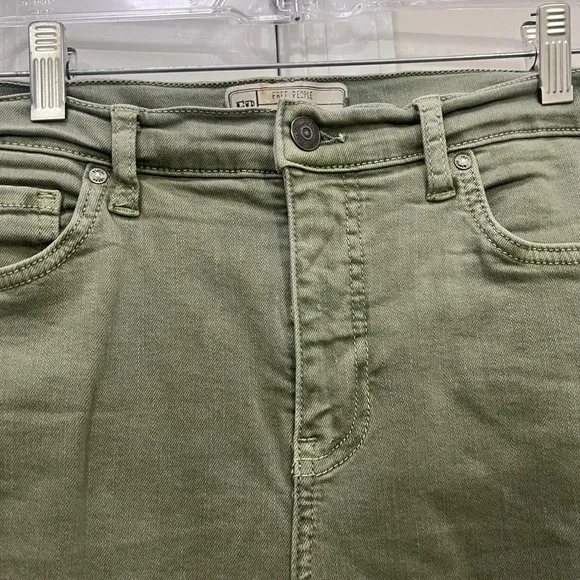 Free People Green High Rise Busted Skinny Jeans Size 31 US $78
