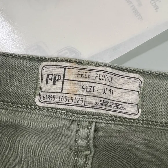 Free People Green High Rise Busted Skinny Jeans Size 31 US $78