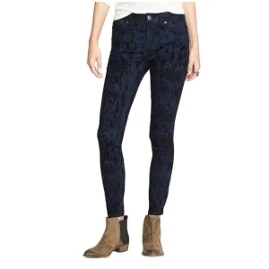 Free People Skinny Flocked Jeans Indigo Combo