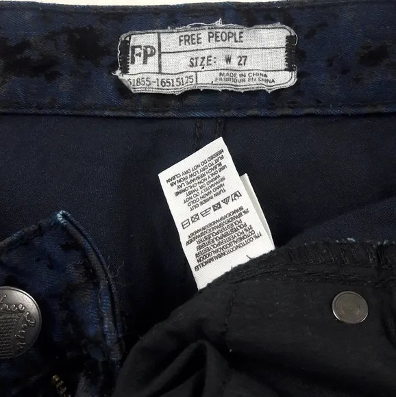 Free People Skinny Flocked Jeans Indigo Combo