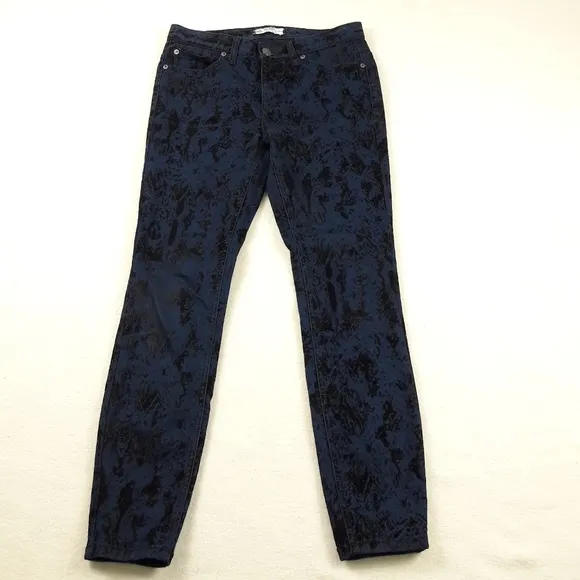 Free People Skinny Flocked Jeans Indigo Combo