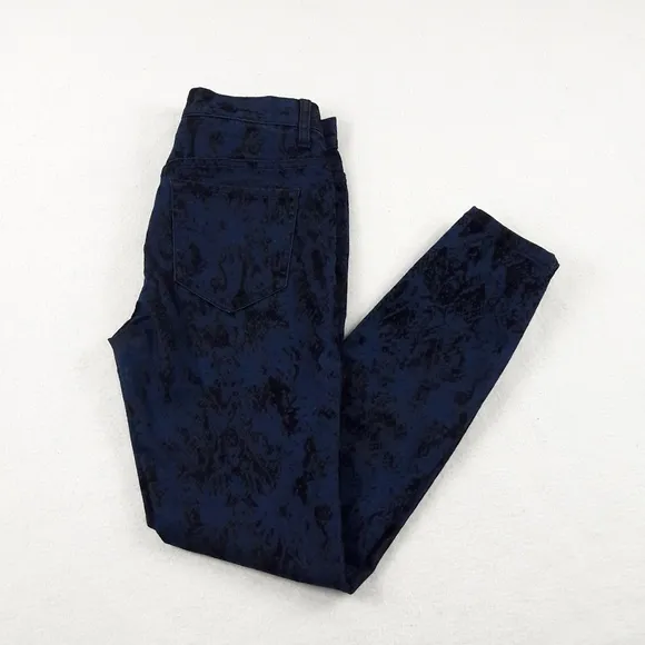 Free People Skinny Flocked Jeans Indigo Combo