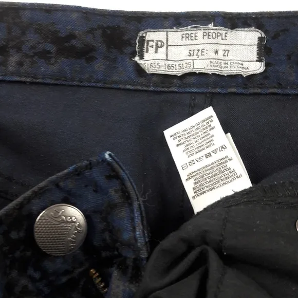 Free People Skinny Flocked Jeans Indigo Combo
