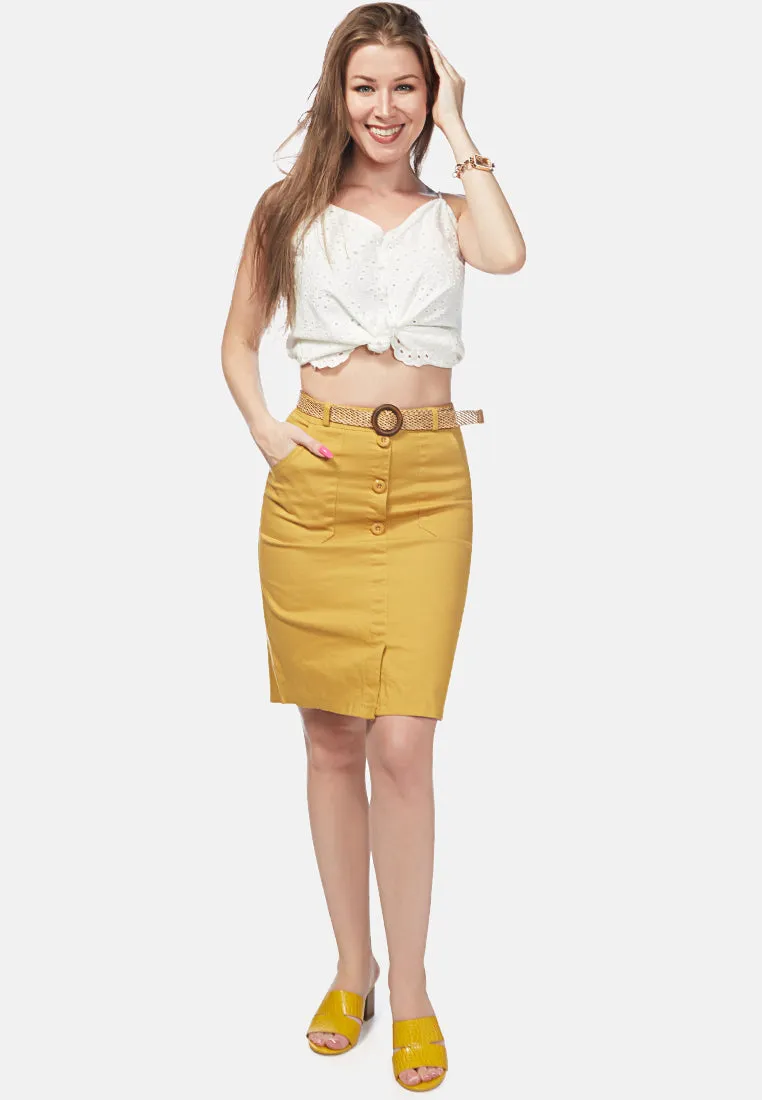 Front Slit Pencil Skirt