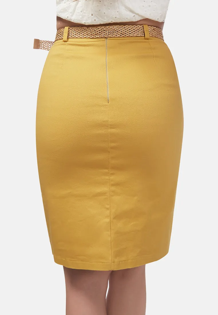 Front Slit Pencil Skirt