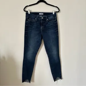 Good American Good Legs Raw Hem Skinny Blue Ankle Jeans Size 8/29