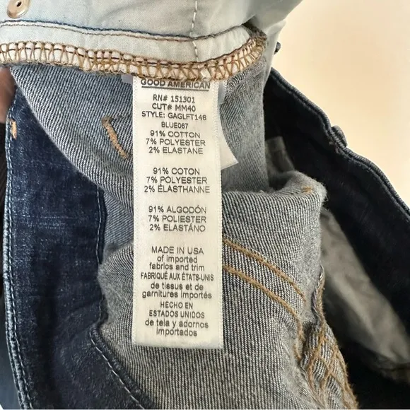 Good American Good Legs Raw Hem Skinny Blue Ankle Jeans Size 8/29
