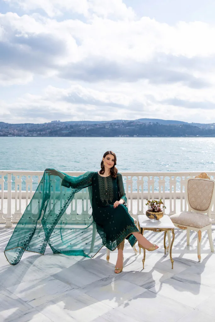 Green Salwar Kameez and Dupatta Pakistani Party Dress