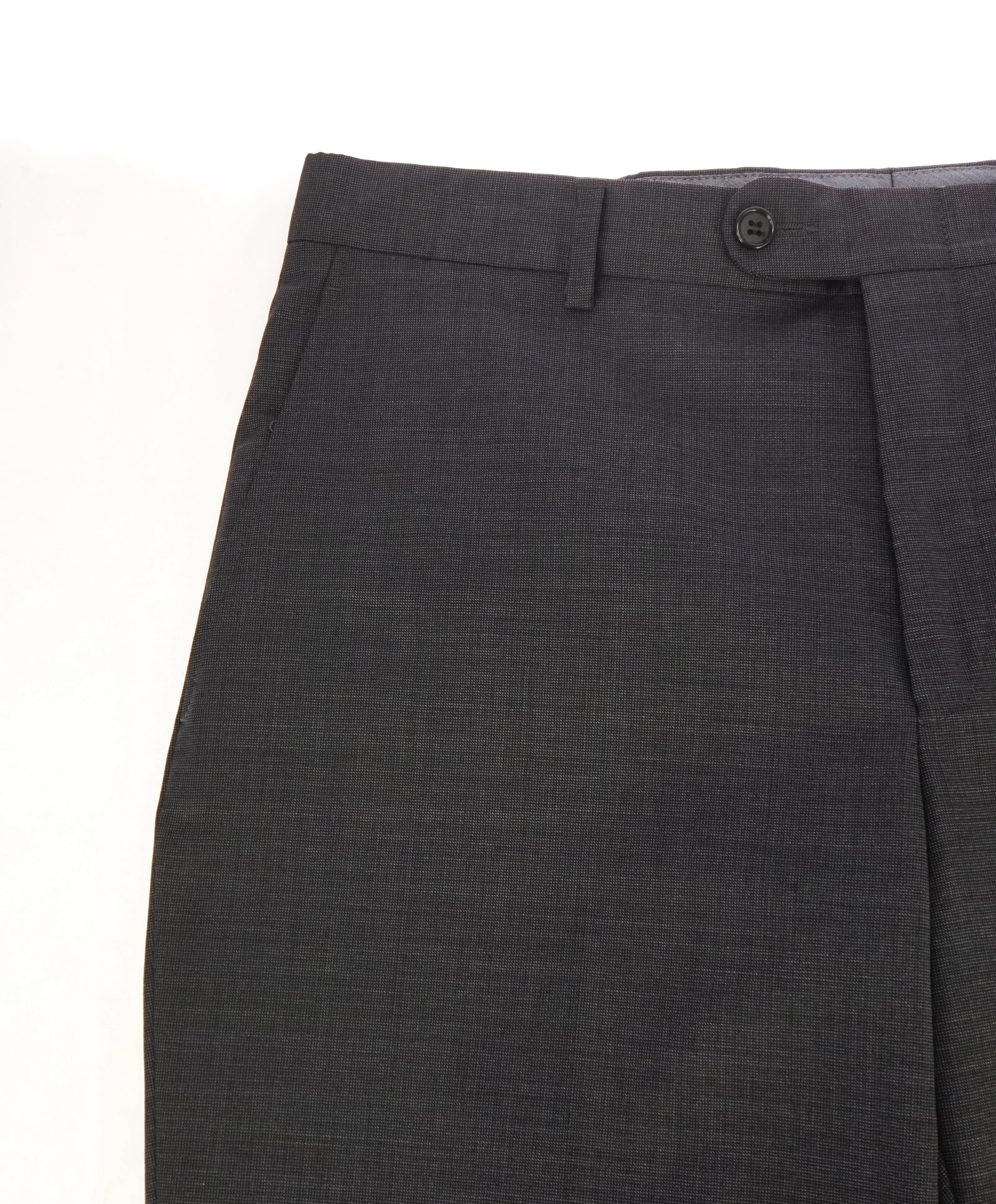 HICKEY FREEMAN - Textured Gray Pindot Wool Flat Front Dress Pants - 33W