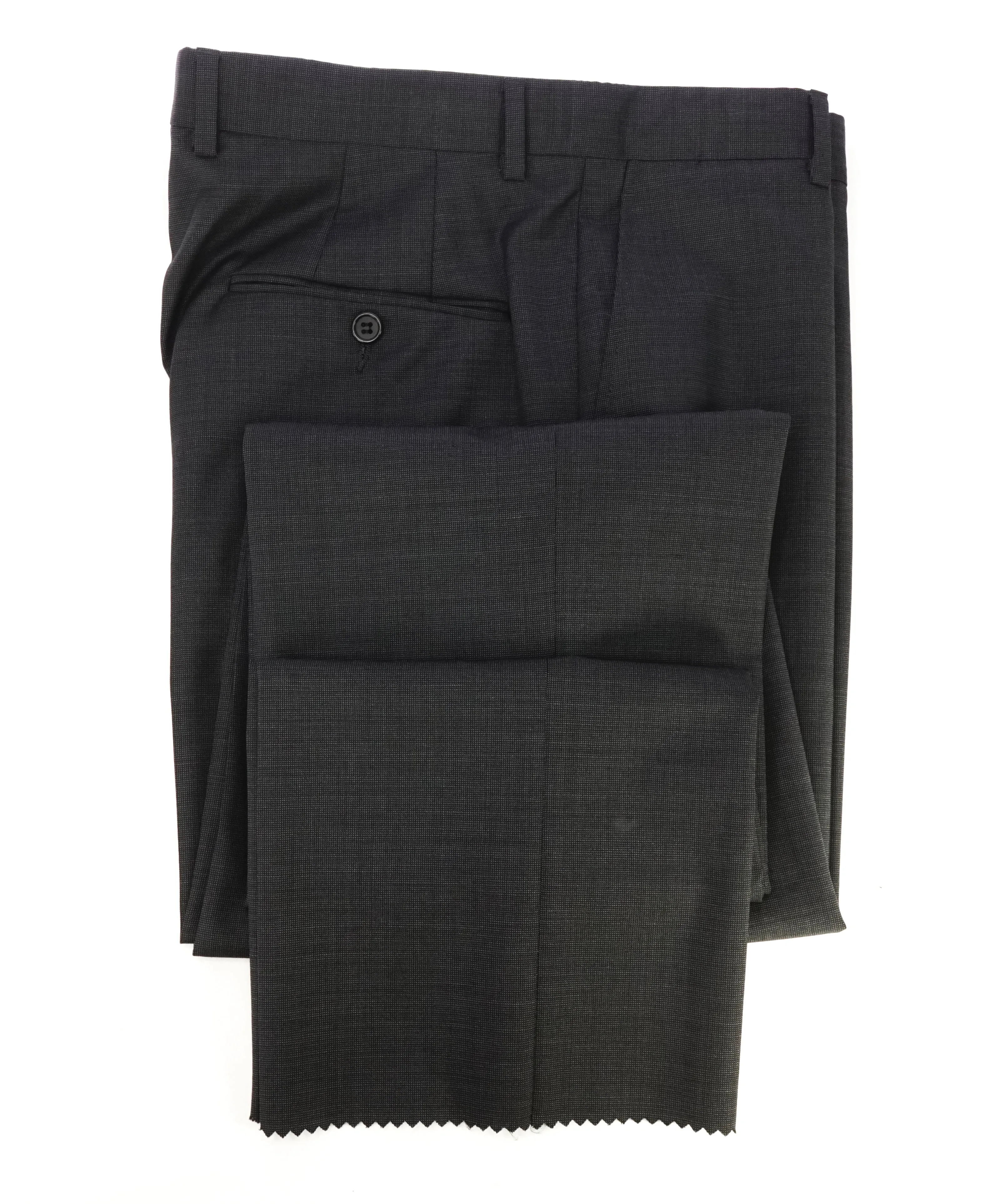 HICKEY FREEMAN - Textured Gray Pindot Wool Flat Front Dress Pants - 33W