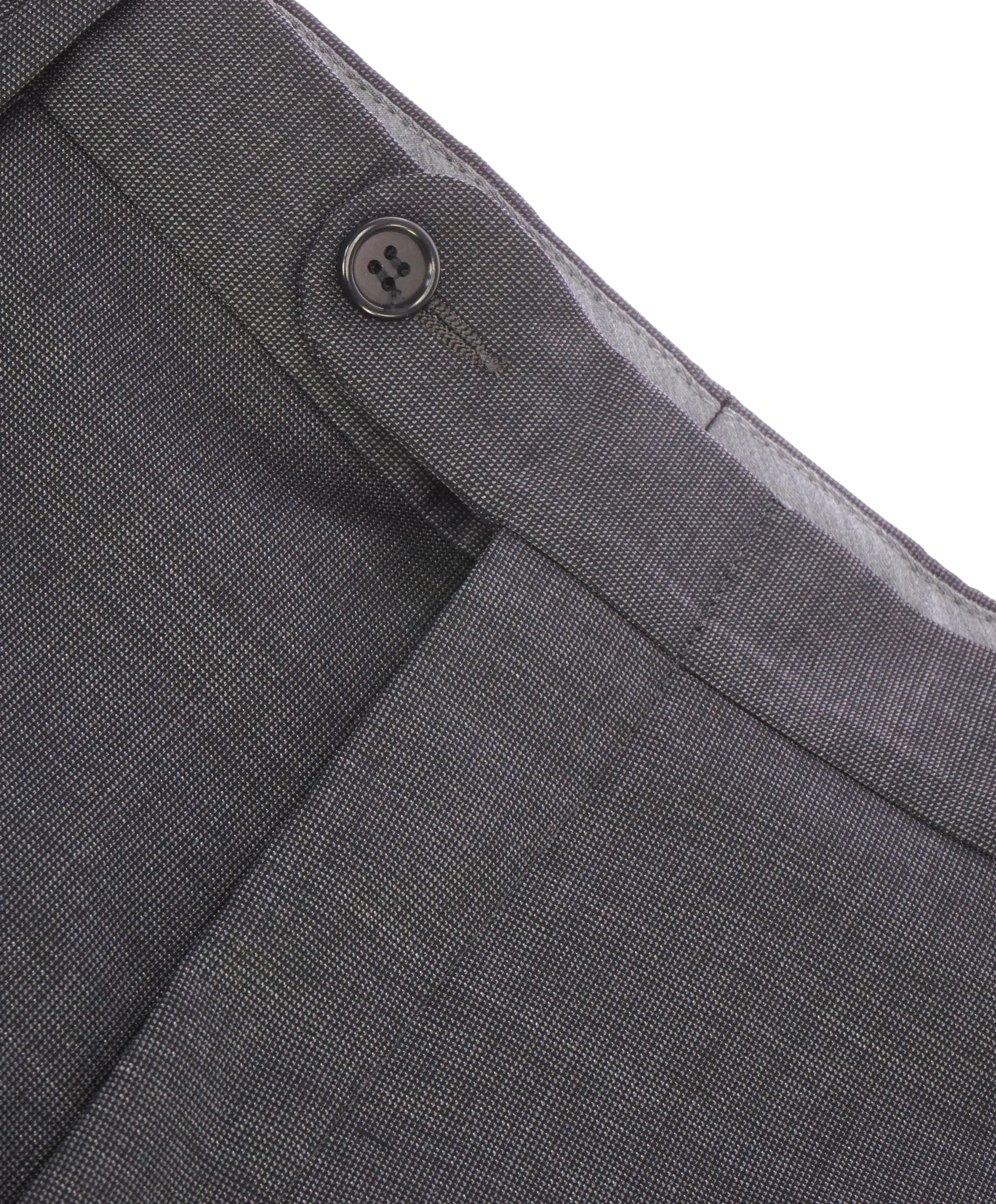 HICKEY FREEMAN - Textured Gray Pindot Wool Flat Front Dress Pants - 33W