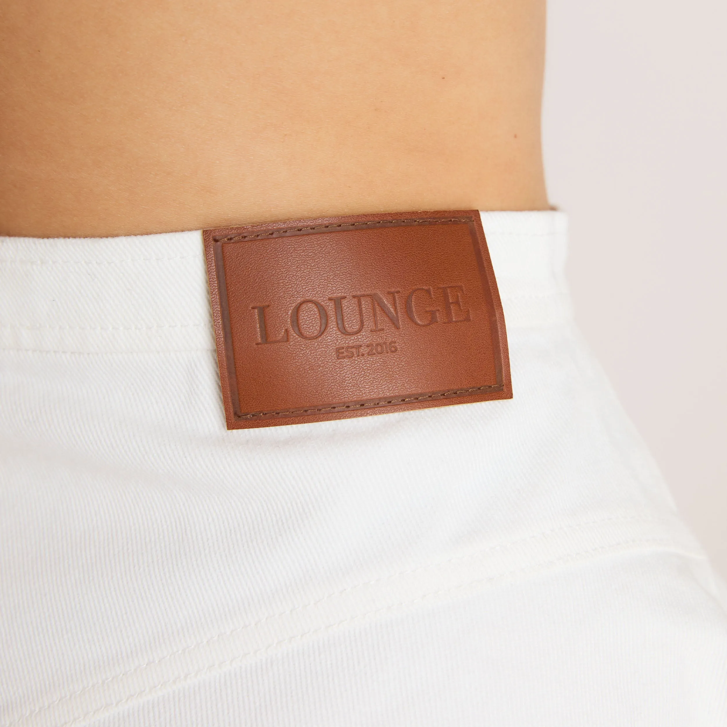 High-Waisted Denim Skirt - White