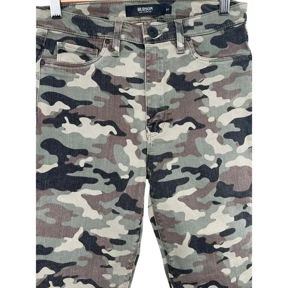 Hudson Women's Jeans Barbara High Rise Super Skinny Ankle Worn Camo Size 27