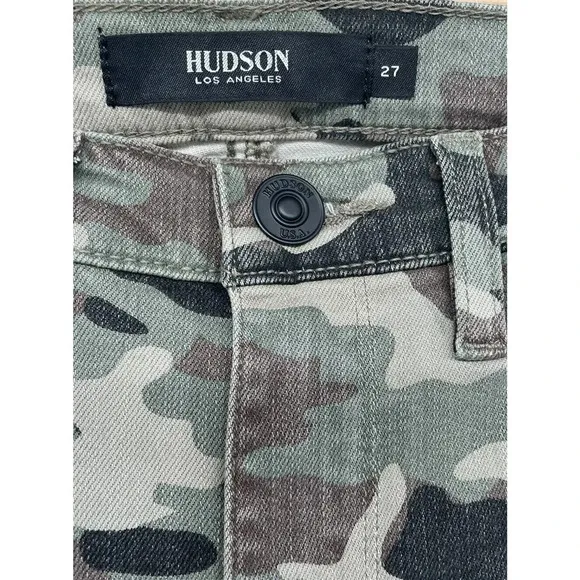 Hudson Women's Jeans Barbara High Rise Super Skinny Ankle Worn Camo Size 27