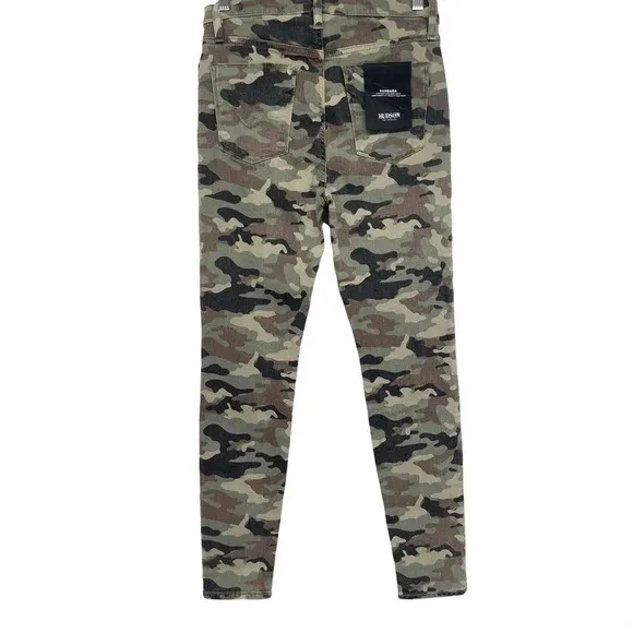 Hudson Women's Jeans Barbara High Rise Super Skinny Ankle Worn Camo Size 27