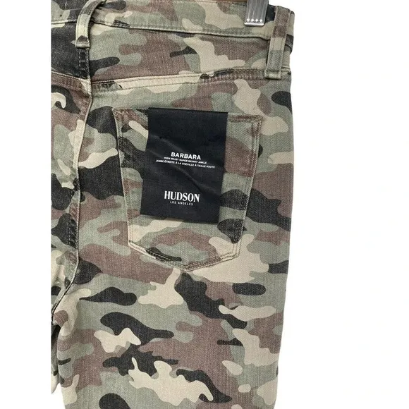 Hudson Women's Jeans Barbara High Rise Super Skinny Ankle Worn Camo Size 27