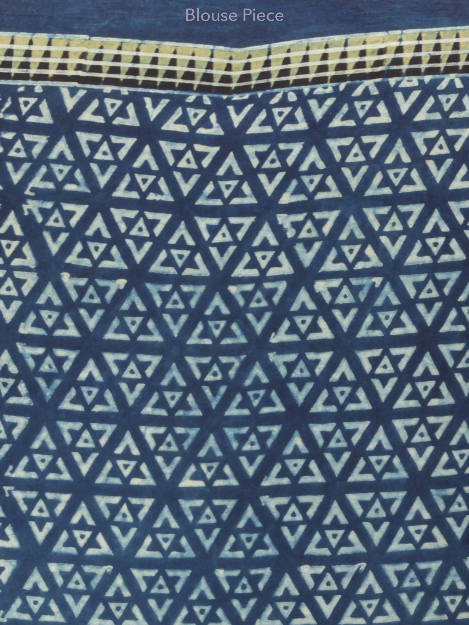 Indigo Black Fern Green Ajrakh Hand Block Printed Modal Silk Saree in Natural Colors - S031703352