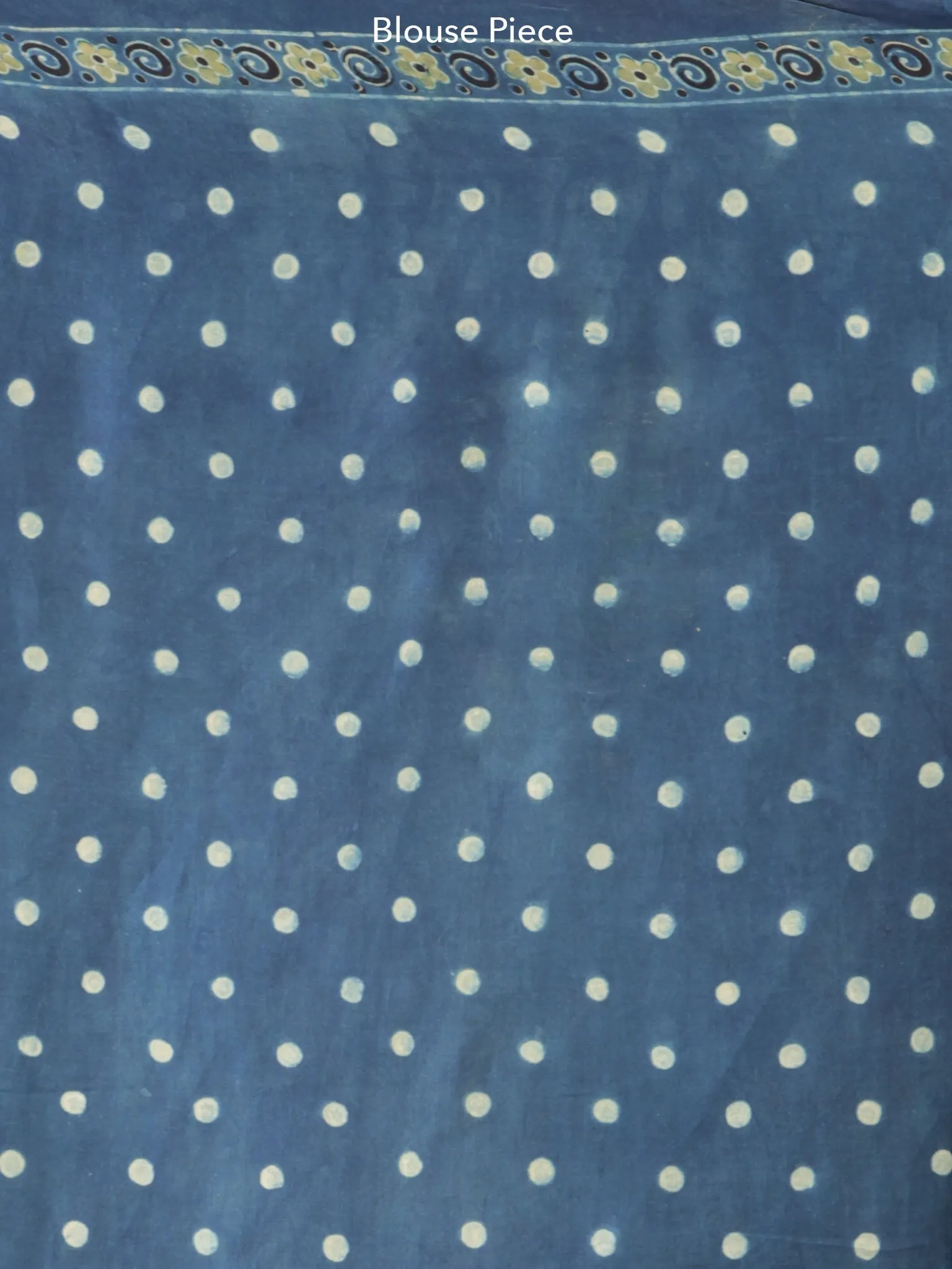 Indigo Olive Green Ajrakh Hand Block Printed Modal Silk Saree - S031704190