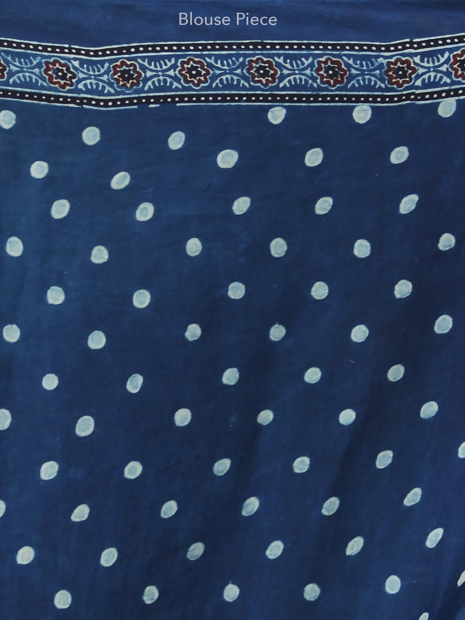 Indigo Rust Black Ajrakh Hand Block Printed Modal Silk Saree  - S031703909