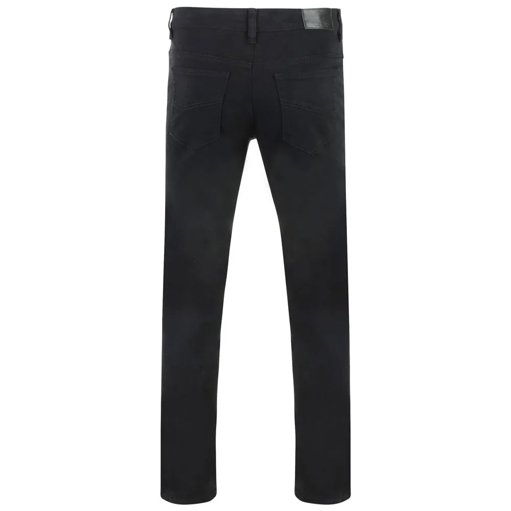 KAM Men's Plus Size Slim Fit Stretch Chino Trousers in Black Size 40-60