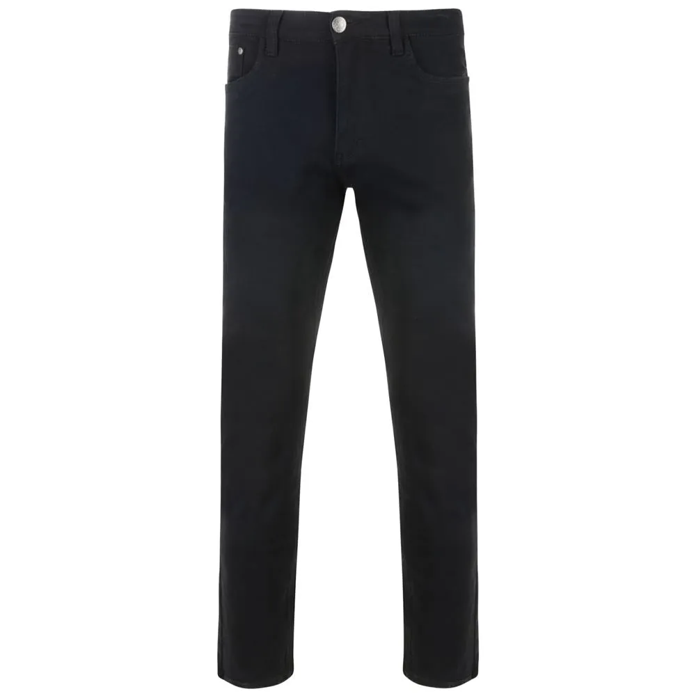 KAM Men's Plus Size Slim Fit Stretch Chino Trousers in Black Size 40-60