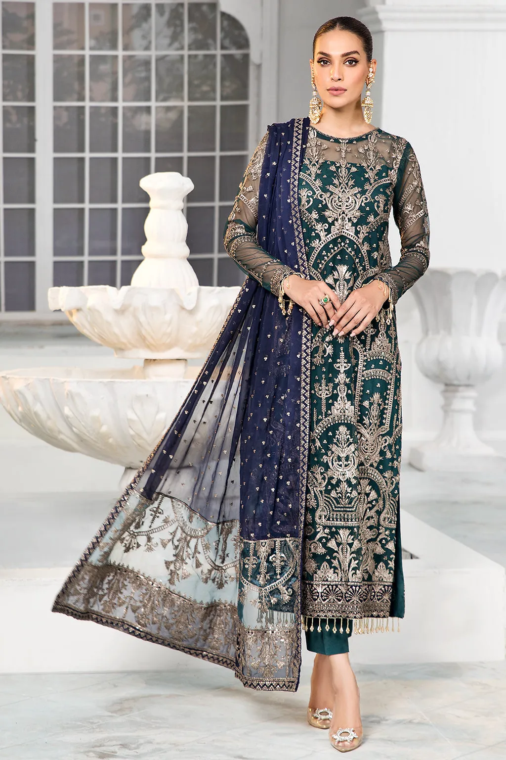 Kameez Trouser Dupatta Embroidered Pakistani Party Wear