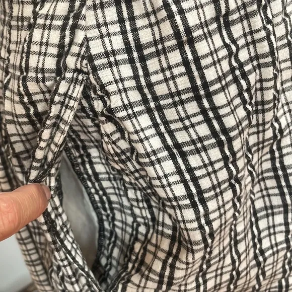 Karen Scott Bermuda shorts high waisted plaid 100% cotton black &amp; white size 8P