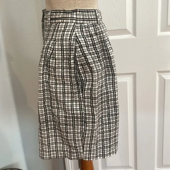 Karen Scott Bermuda shorts high waisted plaid 100% cotton black &amp; white size 8P