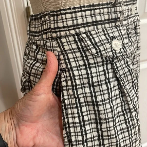 Karen Scott Bermuda shorts high waisted plaid 100% cotton black &amp; white size 8P
