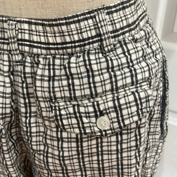 Karen Scott Bermuda shorts high waisted plaid 100% cotton black &amp; white size 8P