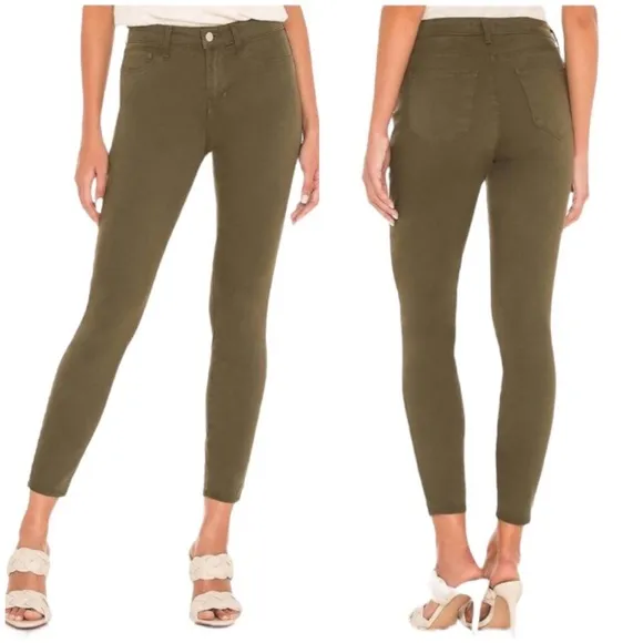 L’AGENCE Margot Skinny High Rise Jeans Olive Green Size 29 Stretch Denim