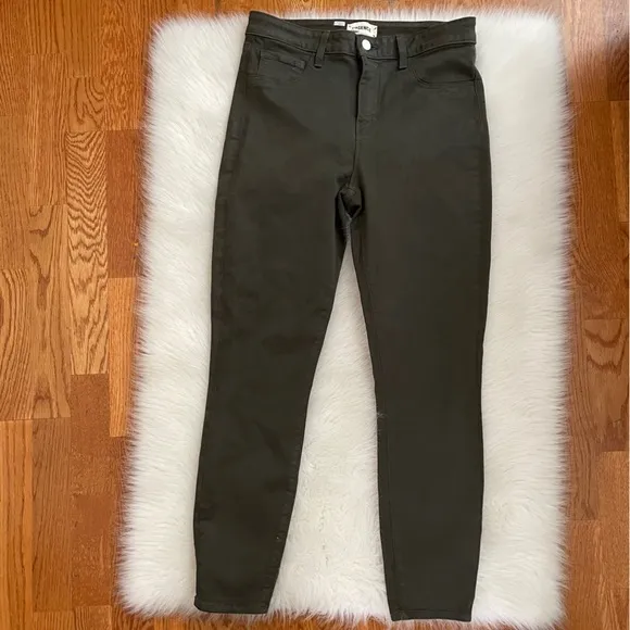 L’AGENCE Margot Skinny High Rise Jeans Olive Green Size 29 Stretch Denim