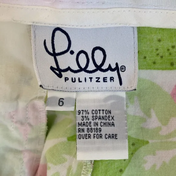 Lilly Pulitzer Vintage High Waist Lemon Lime Print Cotton Bermuda Shorts, Size 6
